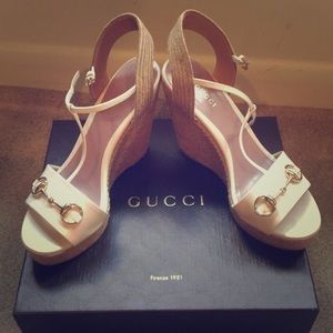 Gucci White Magnolia Heels